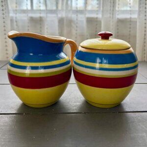 Lorena Garcia Striped Ceramic Sugar & Creamer Set